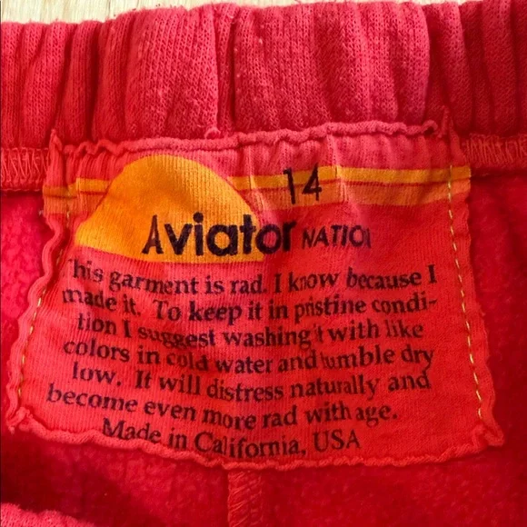 Aviator Nation Red Sweatpants with Rainbow Stripes - Picture 2 of 5